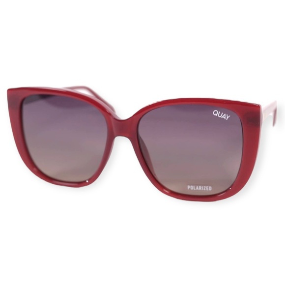 QUAY Ever After Sunglasses Polarized Spice Frame Smoke Taupe Gradient Lens NWT main image 4